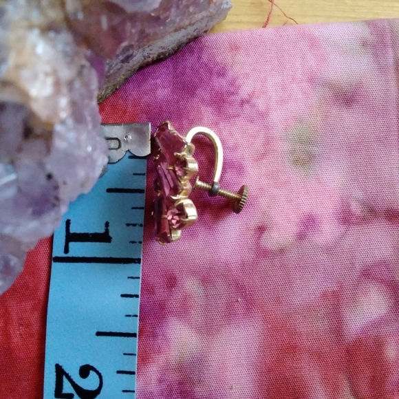 🌙1930's ArtDeco Pink CzechGlass Screwback Earrings - Picture 11 of 13